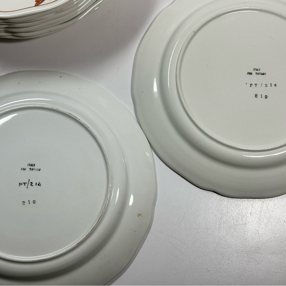 13pc (12+1) Antique Tiffany & Co. 8” Plates Dragonfly/Butterfly/ Bows Numbered - Picture 9 of 15